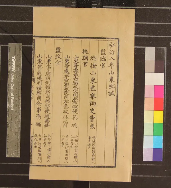 《弘治八年山東鄉試錄一卷》作者：(明弘治)明佚名輯  刻本  PDF下载-汉笺公版书