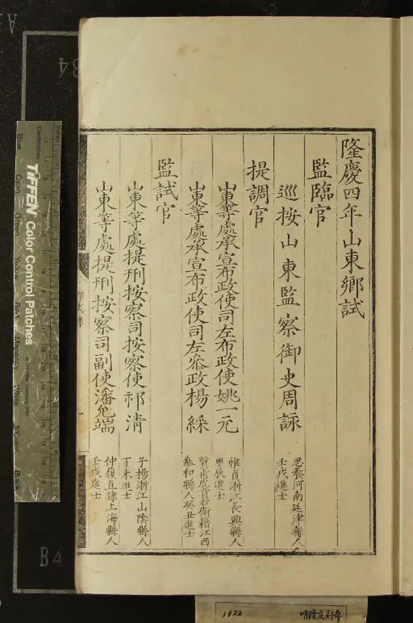 《隆慶四年山東鄉試錄一卷》作者：(明隆慶)  刻本  PDF下载-汉笺公版书