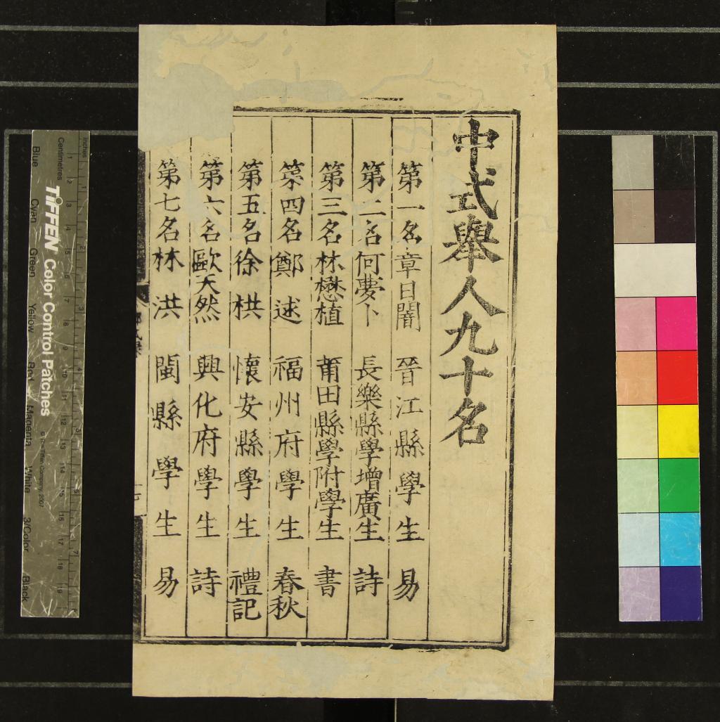 《嘉靖十六年福建鄉試錄一卷》作者：(明嘉靖)  刻本  PDF下载-汉笺公版书