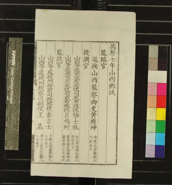 《萬曆七年山西鄉試錄一卷》作者：(明萬曆)  刻本  PDF下载-汉笺公版书