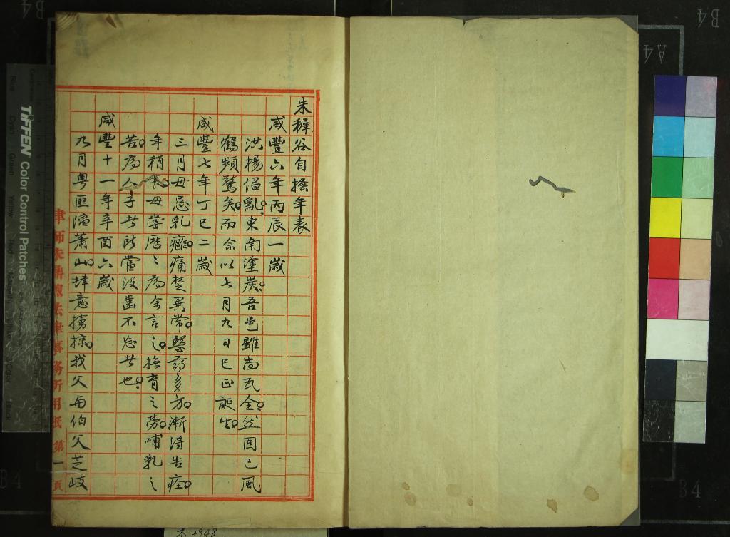 《朱穉谷自撰年表》作者：(民國)民國朱嗣奇撰  稿本  PDF下载-汉笺公版书