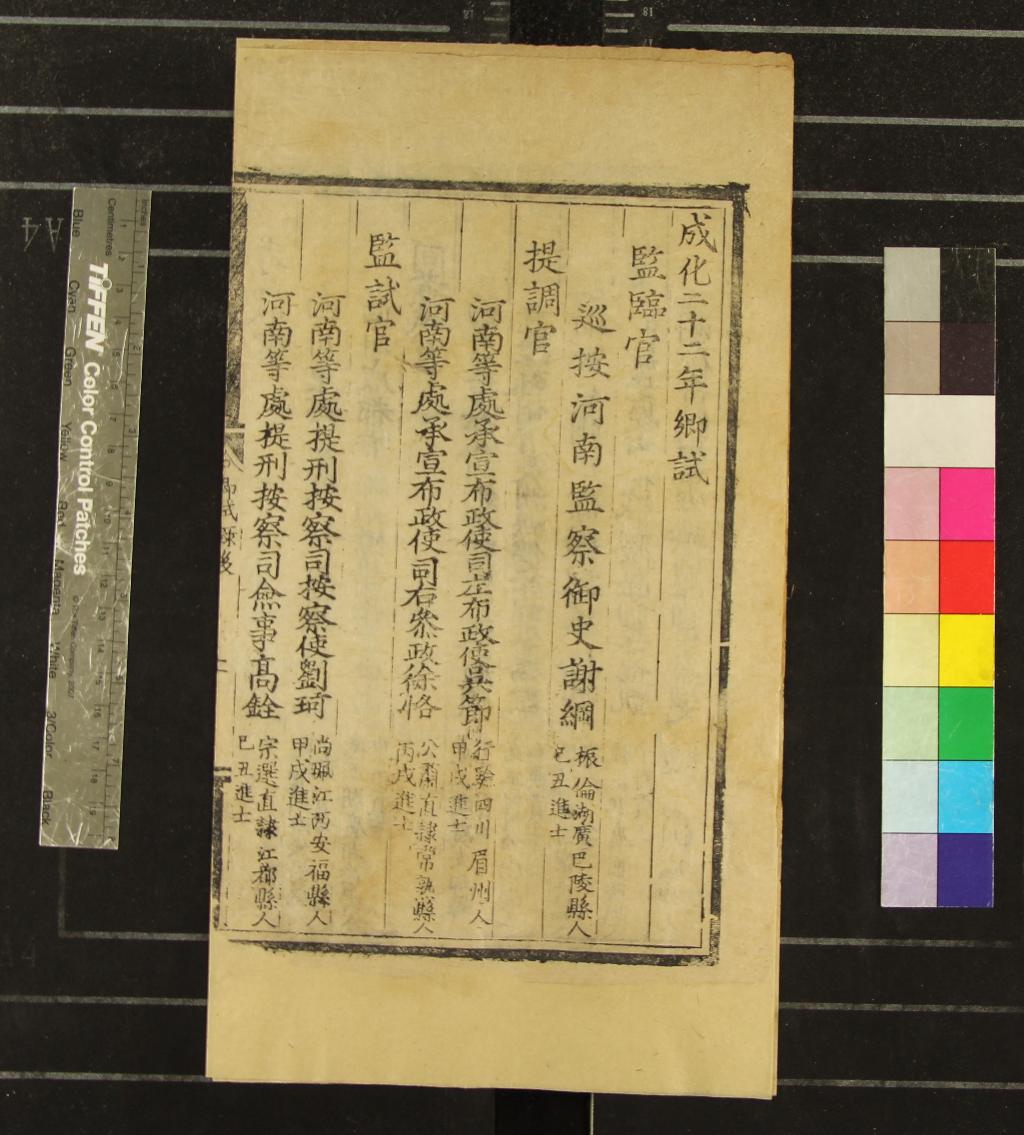 《成化二十二年河南鄉試錄一卷》作者：(明成化)  刻本  PDF下载-汉笺公版书