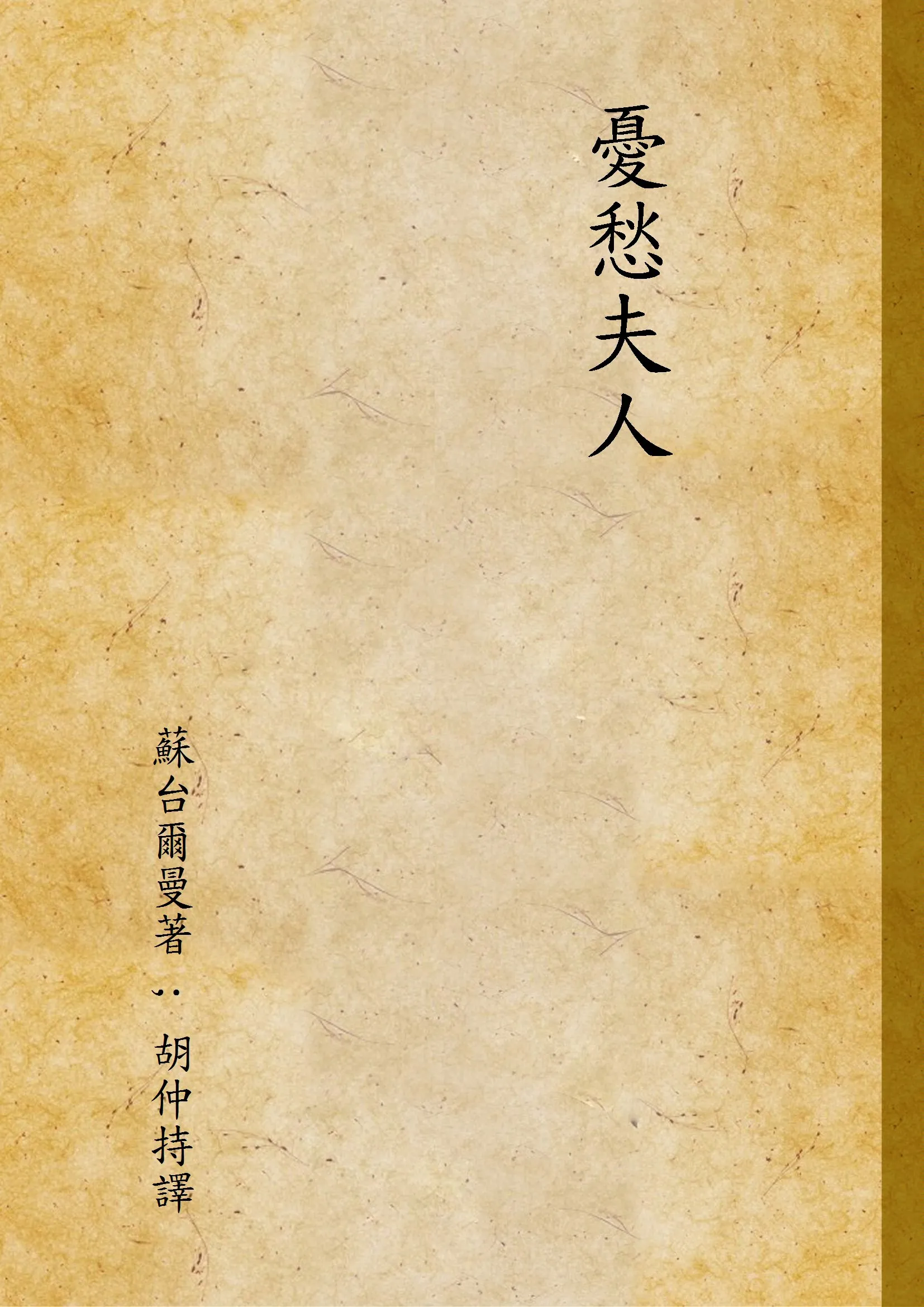 《憂愁夫人》 作者:蘇台爾曼著 ; 胡仲持譯 1924年  PDF下载-汉笺公版书
