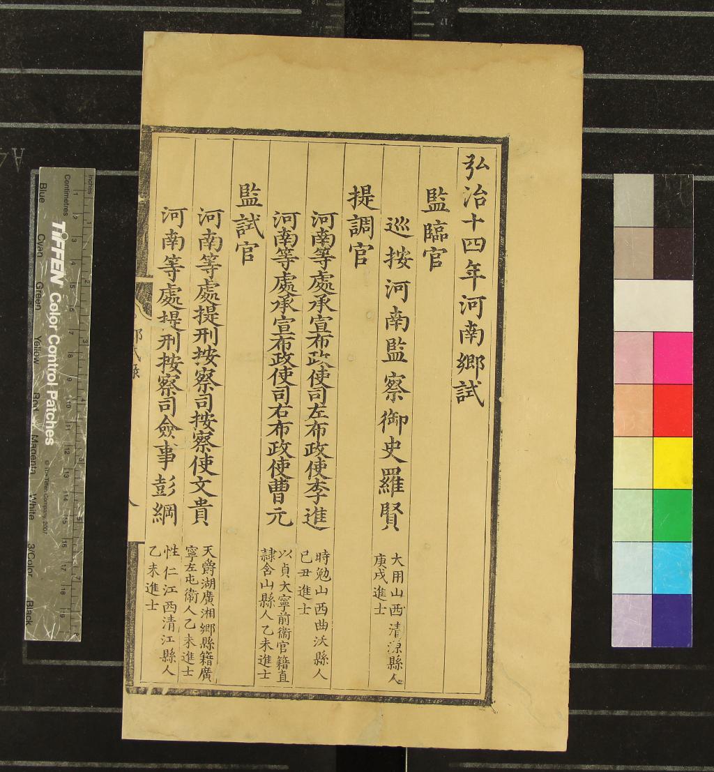 《弘治十四年河南鄉試錄一卷》作者：(明弘治)  刻本  PDF下载-汉笺公版书