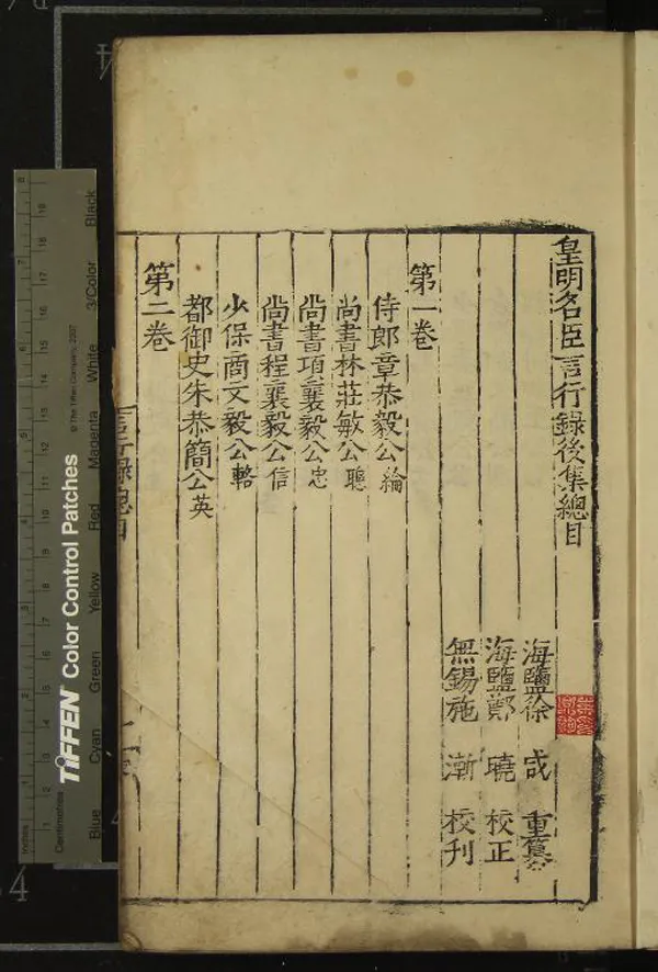 《皇明名臣言行錄前集十二卷後集十二卷》作者：(明嘉靖)明徐咸修、明鄭曉校正、明施漸校刊  刻本  PDF下载-汉笺公版书