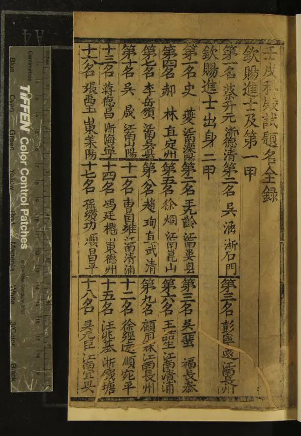 《康熙二十一年壬戌科殿試題名全錄一卷》作者：(清康熙)  刻本  PDF下载-汉笺公版书