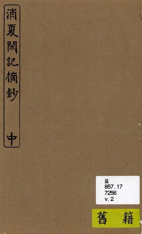 《消夏閒記摘鈔 三卷 v.2》 作者:菱湖閒人撰 1924年  PDF下载-汉笺公版书
